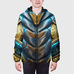 Куртка с капюшоном мужская Объемная синяя текстурная кожа, цвет: 3D-черный — фото 2