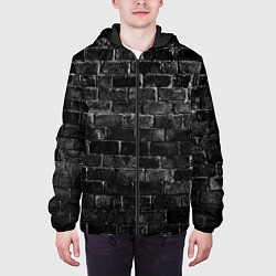 Куртка с капюшоном мужская Текстура темного кирпича, цвет: 3D-черный — фото 2