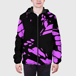 Куртка с капюшоном мужская Фиолетовая абстракция, цвет: 3D-черный — фото 2