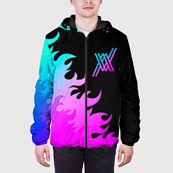 Куртка с капюшоном мужская Darling in the FranXX неоновый огонь, цвет: 3D-черный — фото 2
