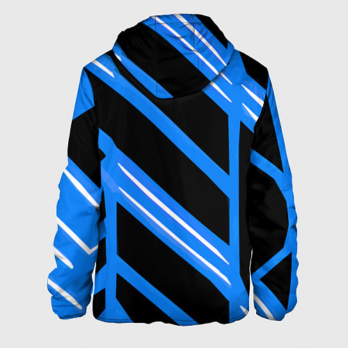 Мужская куртка Black and white stripes on a blue background / 3D-Белый – фото 2