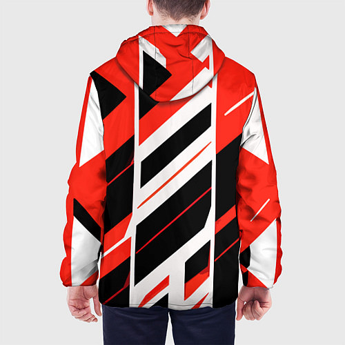 Мужская куртка Black and red stripes on a white background / 3D-Черный – фото 4