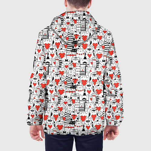 Мужская куртка Котики держат сердечки / 3D-Черный – фото 4
