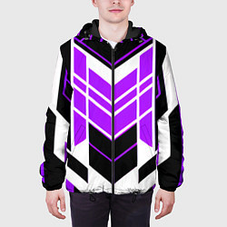 Куртка с капюшоном мужская Purple and black stripes on a white background, цвет: 3D-черный — фото 2