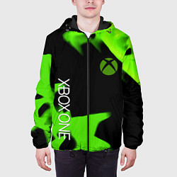 Куртка с капюшоном мужская Xbox one green flame, цвет: 3D-черный — фото 2
