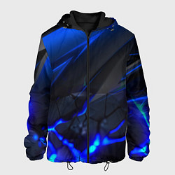 Куртка с капюшоном мужская Синяя абстракция с плитами, цвет: 3D-черный
