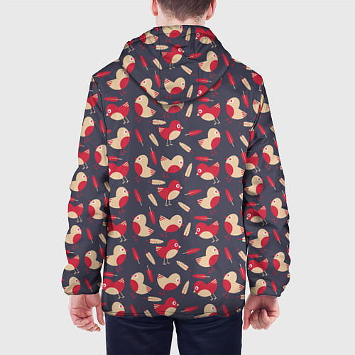 Мужская куртка Паттерн с птицами и перьями / 3D-Черный – фото 4