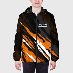 Куртка с капюшоном мужская KTM - Рваный гексагон, цвет: 3D-черный — фото 2