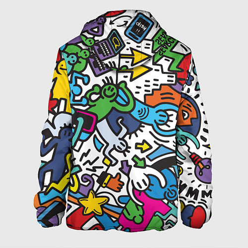 Мужская куртка Странные разноцветные человечки / 3D-Черный – фото 2