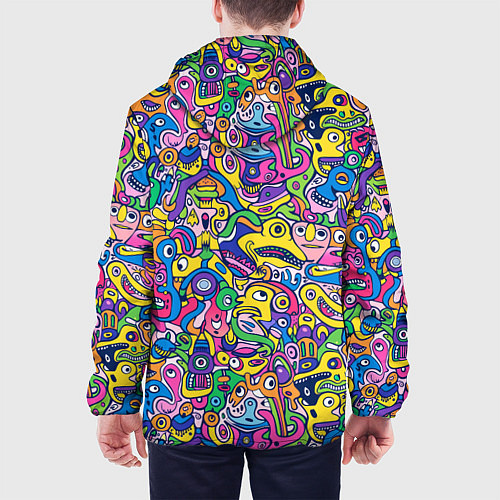 Мужская куртка Рожицы разноцветные / 3D-Черный – фото 4