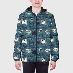 Куртка с капюшоном мужская Граффити корона с бриллиантами, цвет: 3D-черный — фото 2