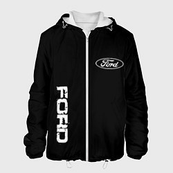 Куртка с капюшоном мужская Ford logo white steel, цвет: 3D-белый