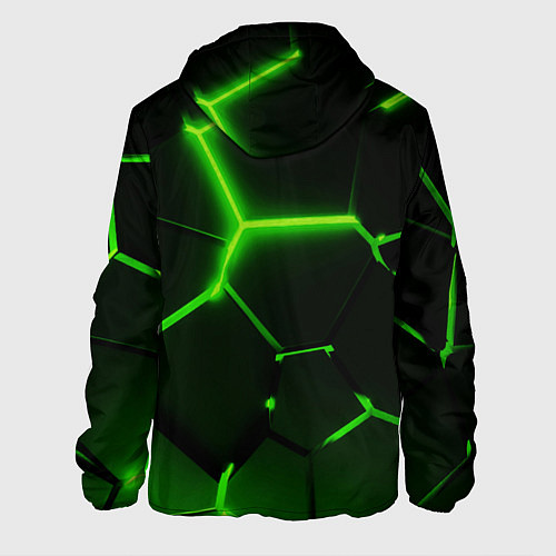 Мужская куртка Темные зеленые неоновые плиты в разломе / 3D-Белый – фото 2