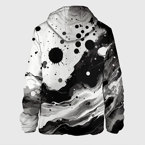 Мужская куртка Чёрно-белая абстракция - кляксы / 3D-Черный – фото 2