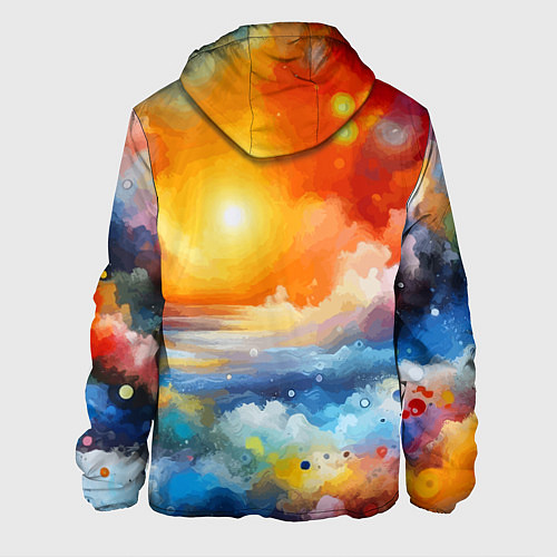 Мужская куртка Закат солнца - разноцветные облака / 3D-Черный – фото 2