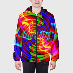 Куртка с капюшоном мужская Абстрактные волнистые линии, цвет: 3D-черный — фото 2