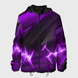 Куртка с капюшоном мужская Фиолетовая объемная абстракция, цвет: 3D-черный