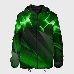 Куртка с капюшоном мужская Яркая зеленая объемная абстракция, цвет: 3D-черный