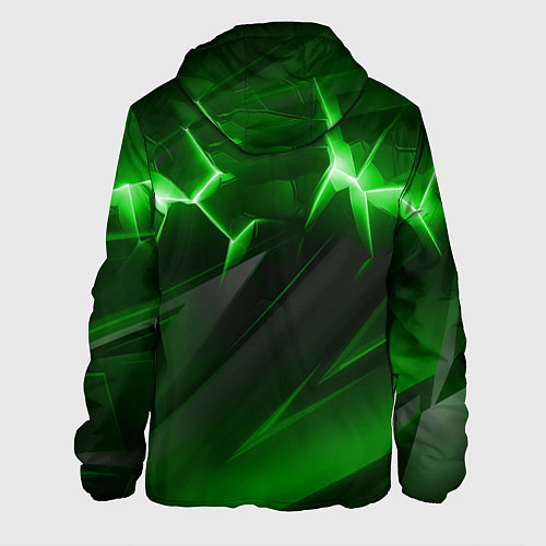 Мужская куртка Яркая зеленая объемная абстракция / 3D-Черный – фото 2