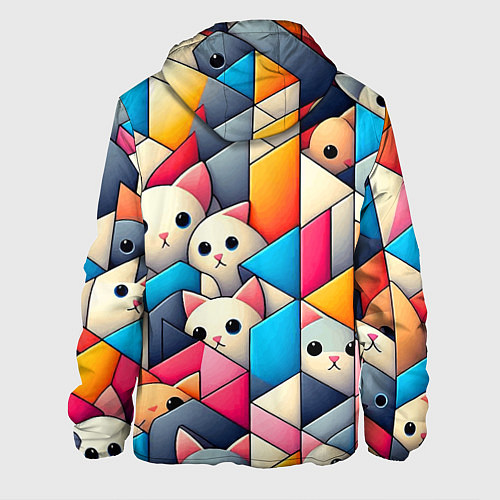 Мужская куртка Geometric pattern with kittens - ai art / 3D-Белый – фото 2