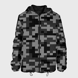 Куртка с капюшоном мужская Камуфляжные пиксели блэк, цвет: 3D-черный