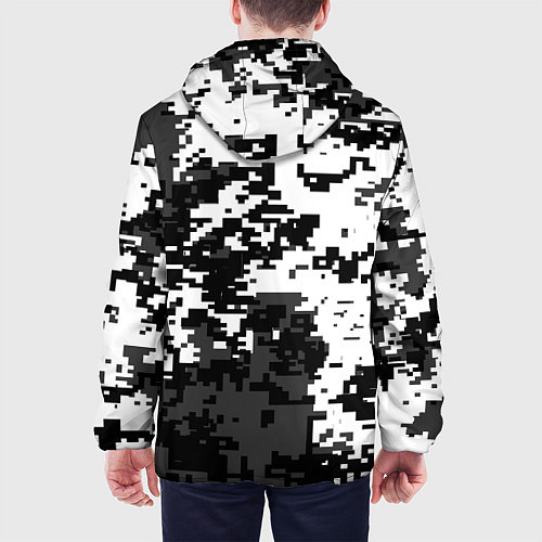 Мужская куртка Камуфляжные пиксели чёрно белый / 3D-Черный – фото 4