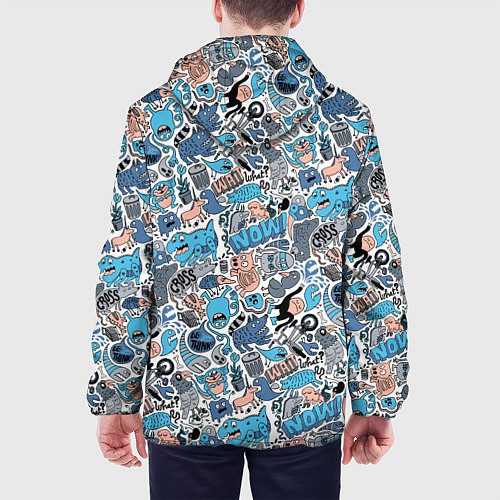 Мужская куртка Дудл животные и монстры / 3D-Черный – фото 4