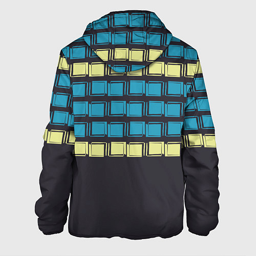 Мужская куртка Голубые и мятные квадраты на темном / 3D-Белый – фото 2