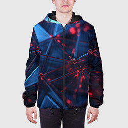 Куртка с капюшоном мужская Абстрактные треугольные элементы, цвет: 3D-черный — фото 2