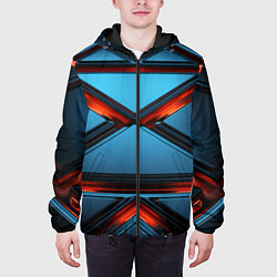 Куртка с капюшоном мужская Абстрактные треугольные плиты со светом, цвет: 3D-черный — фото 2