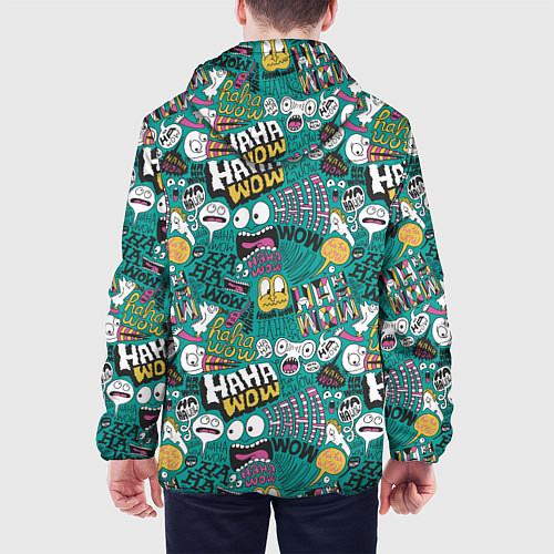 Мужская куртка Ха-ха ничего себе - паттерн с рожицами / 3D-Черный – фото 4