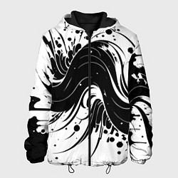 Куртка с капюшоном мужская Чёрно-белая абстракция нейросеть, цвет: 3D-черный