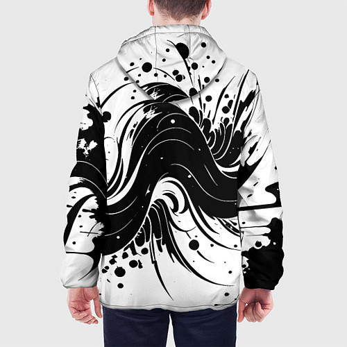 Мужская куртка Чёрно-белая абстракция нейросеть / 3D-Черный – фото 4