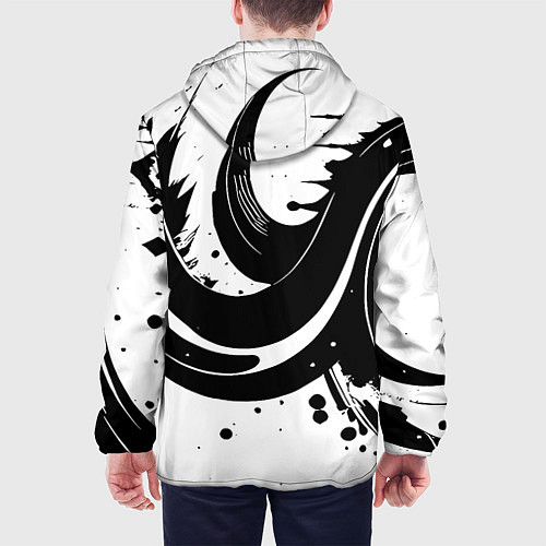 Мужская куртка Чёрно-белая экспрессивная абстракция / 3D-Черный – фото 4