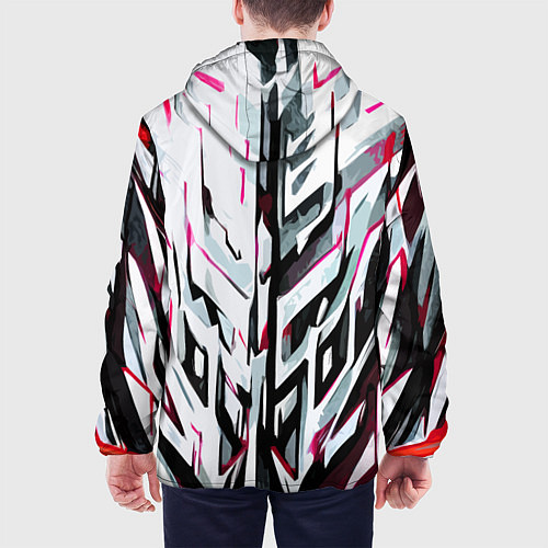 Мужская куртка Хаотичная красно-белая абстракция / 3D-Черный – фото 4