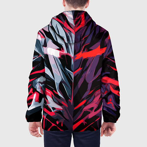 Мужская куртка Хаотичная чёрно-красная абстракция / 3D-Черный – фото 4