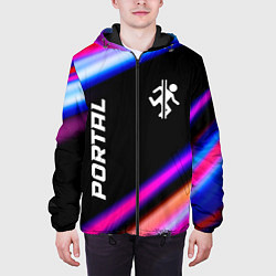 Куртка с капюшоном мужская Portal fast light neon stripes, цвет: 3D-черный — фото 2