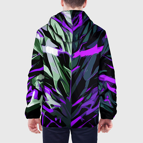 Мужская куртка Хаотичная чёрно-фиолетово абстракция / 3D-Черный – фото 4