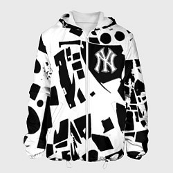 Куртка с капюшоном мужская New York yankees - abstraction, цвет: 3D-белый