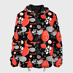 Куртка с капюшоном мужская Лисицы паттерн цветной, цвет: 3D-черный