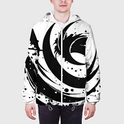 Куртка с капюшоном мужская Ai art black and white abstraction, цвет: 3D-белый — фото 2
