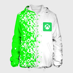 Куртка с капюшоном мужская Xbox кислотные зеленые краски, цвет: 3D-белый