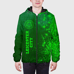 Куртка с капюшоном мужская Leicester City - green gradient по-вертикали, цвет: 3D-черный — фото 2