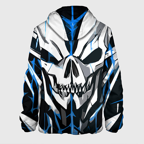 Мужская куртка Белый череп и синие полосы на чёрном фоне / 3D-Черный – фото 2