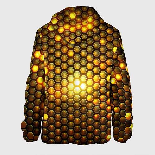 Мужская куртка Металлические соты - роскошный блеск золота / 3D-Белый – фото 2