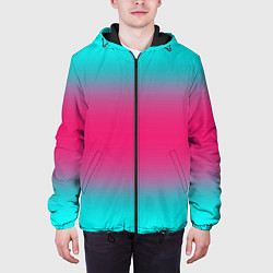 Куртка с капюшоном мужская Градиент текстура неон, цвет: 3D-черный — фото 2