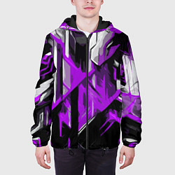 Куртка с капюшоном мужская White and purple abstraction on a black background, цвет: 3D-черный — фото 2