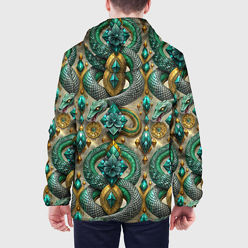 Мужская куртка Паттерн зеленые темные змеи / 3D-Черный – фото 4