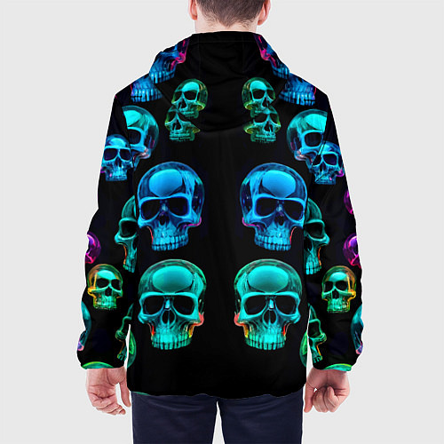 Мужская куртка Neon skulls - ai art pattern / 3D-Черный – фото 4