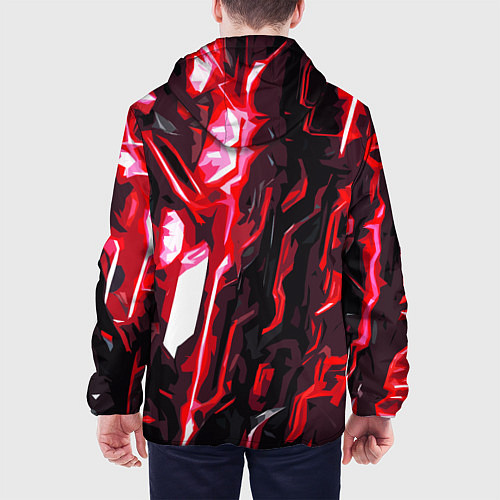 Мужская куртка Красно-чёрная киберпанк абстракция / 3D-Черный – фото 4
